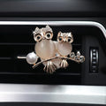 HungMieh 1PCS Bling Car Accessories for Women, Rhinestone Car Décor Interior, Car Charm Air Vent Clip with Pads for Fragrance (Owls Gold)