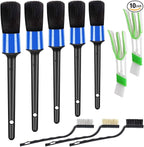 10pcs Detailing Brush Set, Multi-Purpose Car Detailing Brushes for Cleaning Car Interior, Exterior, Engine, Leather, Including 5 car Cleaning Brush, 3 Wire Brush, 2 Air Vent Brush,Blue