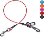 VIVAGLORY Dog Seat Belt Tuffbelt Dog Car Harness, Seatbelt with Clip & Hook for Car Travel, Chew Proof Anti Chew Unchewable Metal Safety Tether Restraint, L, Red