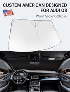 Proadsy 2026 Upgrade Windshield Sun Shade Custom Fit 2019-2025 2026 Audi Q8 Foldable Front Sunshade Protector Sun Visor Blocks UV Rays Keep Car Cooler