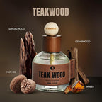 Car Air Freshener - Long Lasting Essential Oil Diffuser - Aromatherapy Accessories for Men & Women - Valentines Day Gifts for Him - Teakwood Car Scent Diffuser 3.38 FL OZ/100ML