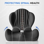 Ergonomic Waist Support and Seat Cushion, 2-in-1 Memory Foam Pad, Hollow Design for Coccyx, Suitable for Office Chairs, Car Safety Seats and Household Use - Relieves Lower Back and Hip Pain (Black)