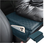zipelo Car Armrest Cushion, Carbon Fiber Leather Auto Center Console Pad, Memory Foam Armrest Box with Storage Bag, Hand Rest Pillow with Organizer Pockets, Universal Fit for Most Vehicles (Blue)