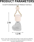 5PCS Hanging Car Air Freshener, Auto Interior Decoration 8 ml Oil Diffuser Perfume Aromatherapy Pendant Empty Glass Bottle, Fragrance Ornament with Vent Clip Wooden Cap and Rope (Heart)