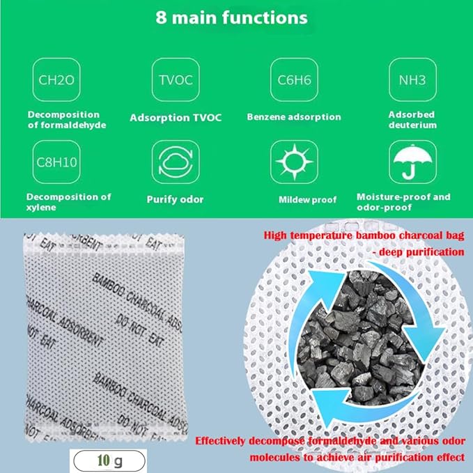 30Pack Natural Activated Charcoal Odor Absorber Air Purifying Bag for Home or Car Odor Eliminator; 10g/Pack Pet Areas or Car Air Freshener for Home,Car,Closet,Shoe,Basement,Pet