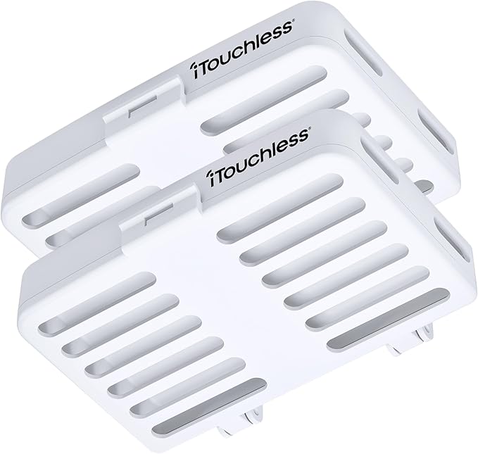 iTouchless AbsorbX Odor Removal Kit with Replaceable Deodorizer, Stick On Deodorizer Activated Carbon Filters Eliminate Smell in Refrigerator, Trash Can, Diaper Pail, Closet, Shoes, Locker (2-Pack)