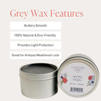 Furniture Wax - 100% Natural Sealant for Chalk Furniture Paint or Raw Wood, Light Protection, Easy To Apply, No Odor, Eco-Friendly - 7 Color Choices - Grey (4 oz)