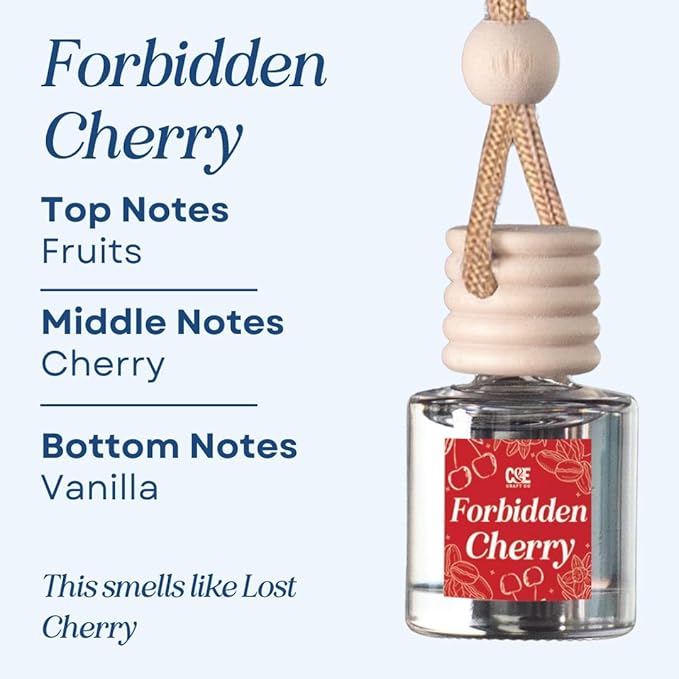 C&E Craft Co Hanging Car Air Freshener Diffuser 2 Pack, Long Lasting Fragrance Oil Car Freshener, Glass Bottle Auto Air Freshener, Made in USA (Forbidden Cherry)