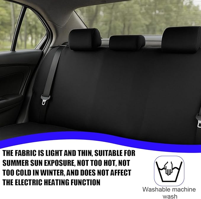 BESULEN Car Back Seat Cover, Dustproof Elastic Cloth Vehicle Rear Seat Bench Protector for Pets Kids, Waterproof Stretch Automobile Interior Accessories, Universal for Sedan Truck SUV (Black)