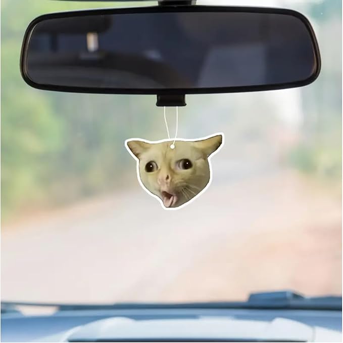 Rawan 4 Pack Cat Air Freshener - Funny Cat Decor for Women, Men & Kids - Hanging Fresheners for Car & Home