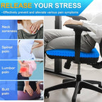 Gel Seat Cushion, Jumbo&Thick Gel Cushion with Non-Slip Cover for Home Office Car Seat Wheelchair, Soft Breathable Honeycomb Chair Pads for Relieve Hip Pain, Blue 20x20x1.9inch