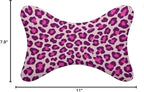 Car Pillow for Neck Pain Relief Support, Compatible with Pink Cheetah Leopard Print Memory Foam Car Neck Pillow for Car Seat with Adjustable Strap, 2 Pcs Car Headrest Pillow for Ergonomic Design