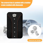 Bling Car Center Console Cover, Crown Crystal Rhinestones Vehicle Armrest Mat Protector, Anti Slip Sparkling Automotive Arm Rest Seat Box Cushion Pad Decor Accessories, Universal Fit (Black)