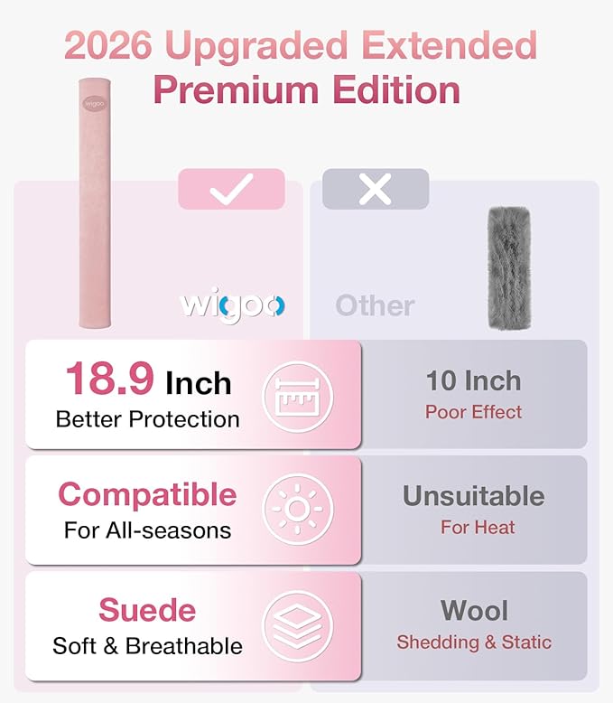 Wigoo 2026 Upgraded Premium Pink Car Seat Belt Cover, [Reduces Neck Friction & Enhances Comfort], Soft Safe Seat Belt Shoulder Pad, Universal Fit,(2 Packs, 18.9Inch), Extended Version
