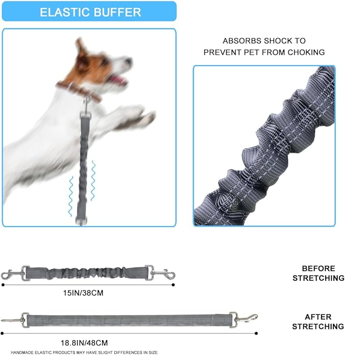 Dog Seat Belt for Bike Basket, Retractable Bicycle Dog Seatbelt, Elastic Pet Safety Leash Harness for Cat, Dog Leash Extension Attachment Shock Absorbing Lead Extension Absorber (Grey)