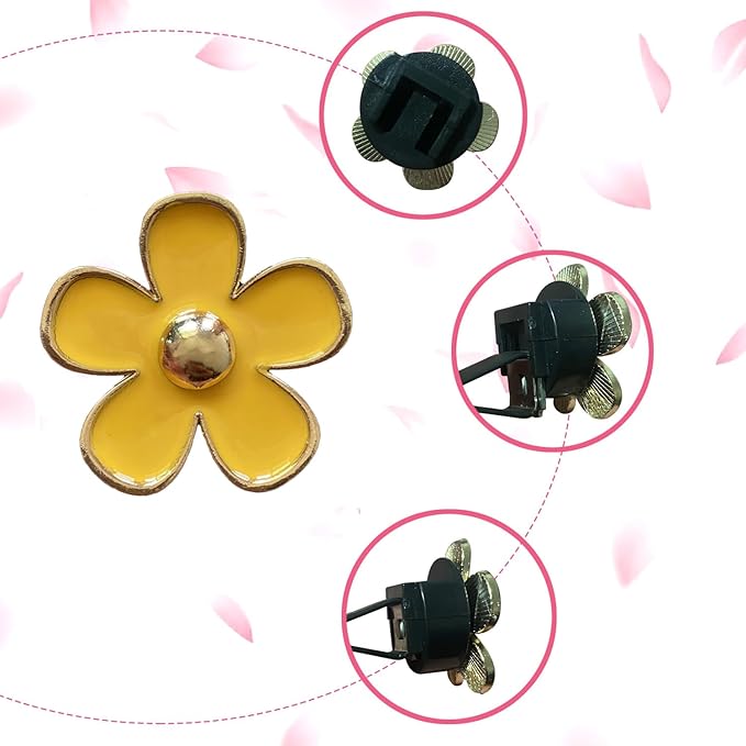 Daisy Air Vent Clips, 4 Pcs Cute Flower Car Air Conditioning Outlet Clip Car Air Freshener Clip Charm Car Inter Decor Accessories for Women (Yellow)