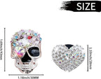4 Pcs Crystal Skull Car Air Fresheners Vent Clips, Rhinestone Diamond Car Decoration, Silver