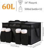 Bodaon Insulated Grocery Bags with 4 Cup Holders -Insulated Bags for Food Delivery with Zippered Top, Food Carrier for Catering, Pizza Bag and Cooler Bag for Takeout, Picnic, Shopping, Car Use
