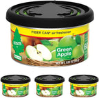 LITTLE TREES Car Air Freshener | Fiber Can Provides Long Lasting Scent for Auto or Home | Recycled Fiber | Green Apple, 4 Air Fresheners