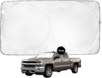 Windshield Sun Shade -Certified 99.87% UVB & 99.02% UVA Car Sun Shade. Award Winning Sunshade - Patented Technology | Compatible for Chevrolet Silverado (2014-2019) | Car Shades by Kinder Fluff