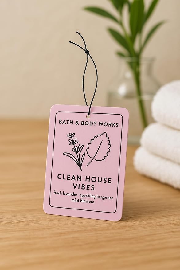 Bath & Body Works Clean House Vibes Hanging Fragrance Diffuser – Long-Lasting Fresh Linen Air Freshener for Car, Closet, or Home, Refillable Decorative Scent Diffuser