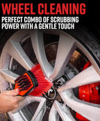 Adam's Polishes Double Sided Car Detailing Brush Wheel Brush & Tire Brush for Wheel Cleaning | Soft, Durable Chemical Resistant Bristles Against The Harshest Wheel & Tire Cleaner