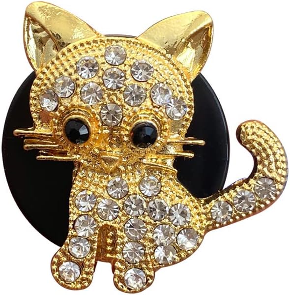 Katutude Diamond Cat Car Air Vent Clips Decoration, Cute Car Air Fresheners Oil Diffuser Vent Clip Charms Rhinestone Animal Ornaments Bling Car Interior Accessories Gifts for Women Girl, Gold