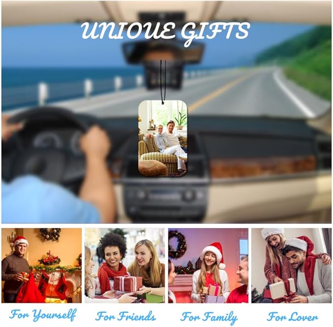 Personalized Photo Car Air Freshener – Custom Double-Sided Print – Fresh Linen Scent – Eco-Friendly, Long-Lasting Fragrance – For Family, Friends, Lovers (Rhombus)