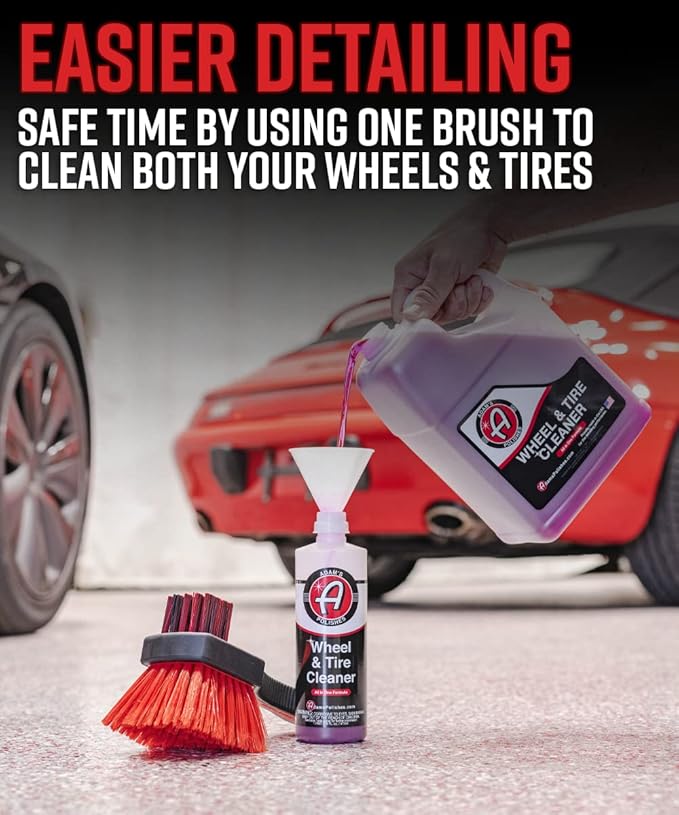 Adam's Polishes Double Sided Car Detailing Brush Wheel Brush & Tire Brush for Wheel Cleaning | Soft, Durable Chemical Resistant Bristles Against The Harshest Wheel & Tire Cleaner