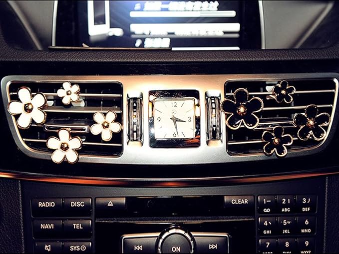 4 Pcs Metal Daisy Air Vent Clips Flower Car Air Freshener Clip Air Conditioning Outlet Clip Bling Charm Car Inter Decor Accessories for Girls Women