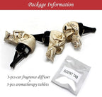 Car Air Freshener Vent Clips 3-Pack Beige Resin Skull Design Aromatherapy Diffuser