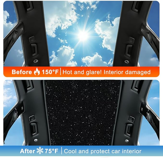 Car Sunroof Compatible with Q5 2009-2017 5-Door SUV, Foldable Glass Roof Sunshade with Storage Bag, Heat Insulation Sun Protection Roof Interior Sunshade