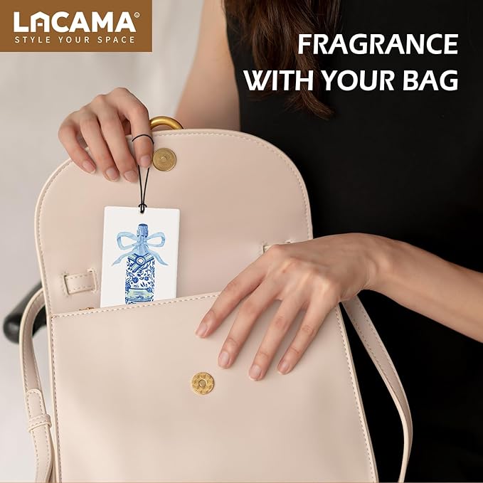 Lacama Blue Retro Girly Car Air Freshener 3Pcs, Vintage Preppy Coquette Cars Scents Air Freshener for Women Girls Gifts, Cute Girly Car Accessories Interior Mirror Decor Hanging