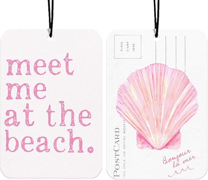 Pink Meet Me At The Beach Car Air Freshener Summer Shell Coastal Decor Car Accessories Interior Hanging 2Pcs, Preppy Beach Rear View Mirror Decor Coastal Cars Freshies for Women(Lavender)