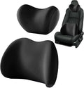 Memory Foam Breathable Ergonomic Car Headrest Pillow & Lumbar Pillow Kit with Adjustable Strap Black Car Neck for Driving, Rest, Sleep Seat Brackets