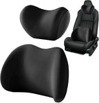 Memory Foam Breathable Ergonomic Car Headrest Pillow & Lumbar Pillow Kit with Adjustable Strap Black Car Neck for Driving, Rest, Sleep Seat Brackets
