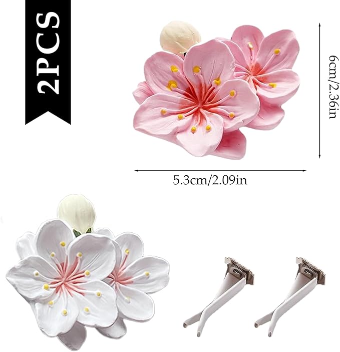 Car Air Freshener, 2pcs Flower Air Freshener Diffuser with Vent Clips, Car Diffuser Vent Clip, Gypsum Car Diffuser for Car Accessories