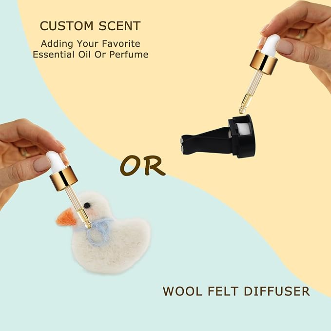 Duck Car Accessories,Wool Felt Car Air Freshener Vent Clips,Refillable Essential Oil Aroma Diffuser,White Duck Decor for Women Teens