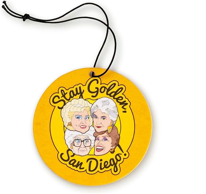 The Golden Girls "Stay Golden, San Diego!" Car Air Freshener | Exclusive Golden Girls Collectible | Sweet Lavender Scent