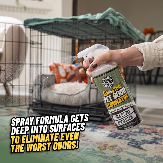 Chemical Guys Ghosted Pet Odor Eliminator 16 Oz Pet Smell Neutralizer for Car Interior, Carpet, Upholstery, Fabric Seats, Home, Furniture, Citrus Scent Spray Cleaner