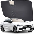 [2025 Upgrade] Coverado Windshield Sun Shade, UPF80+ Sunshade for Car Windshield Blocks Heat & UV Rays, Thickened Vinyl Coating Keep Cool Protect Interior, M 57”x32” for Sedans/SUVs