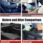 Supin Car Armrest Cushion - Multifunctional Faux Leather Armrest Cushion with Cup Holder, Phone Storage, and Ergonomic Design for All Seasons (Carbon Style)