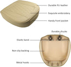 GIANT PANDA Bottom Seat Cover for Trucks&SUV, Front PU Leather Driver Seat Protector Fit for Chevy,Ram,Toyota,GMC,Ford F150 F-Series (Beige-2PCS)