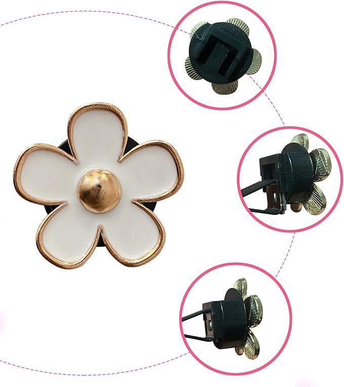 6 Pcs Metal Daisy Air Vent Clips Flower Car Air Freshener Clip Air Conditioning Outlet Clip Bling Charm Car Inter Decor Accessories for Girls Women