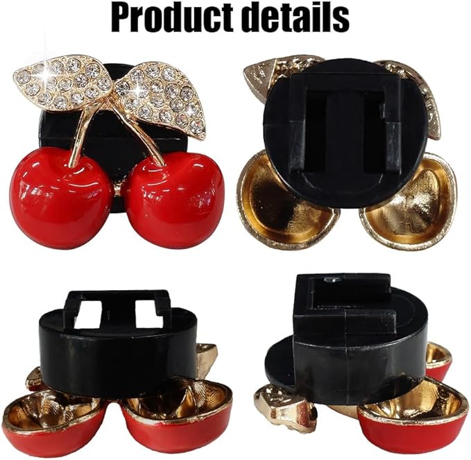 4PCS Cherry Car Air Vent Freshener Perfume Clip, Car Vent Accessories, Rhinestone Air Outlet Fragrance Perfume Clip Freshener, Auto Interior Decoration Accessories Stylish Fresheners for Women