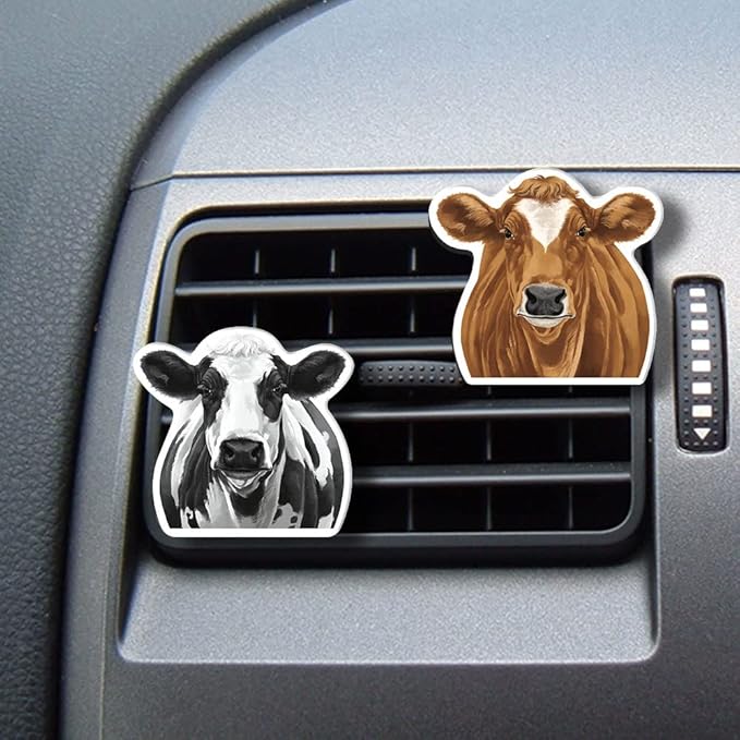 WIRESTER Set of 2 Fresh Scented Car Air Freshener Vent Clip, Decorative Accessories, Interior Decoration for Cars (Cat, Dog, Frog, Cow, Owl, Turtle, Sunflower, Baseball)