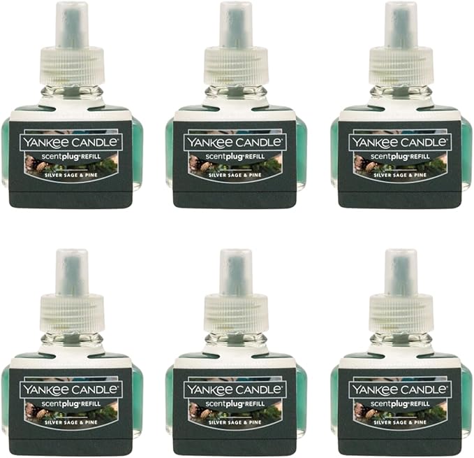 Yankee Candle Silver Sage & Pine Electric Home Fragrance Scent Plug Refill (Pack of 6)