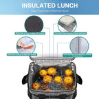 iknoe Insulated Lunch Bag, Foldable 8.5L Cooler Bag for Men & Women, Leakproof Thermal Design, Great for Office, Picnic, Travel, Lunch Box, Grey