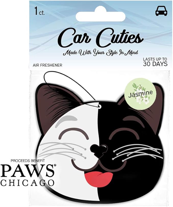 Cute CAT CAR AIR FRESHENER - Cute Cat Design, Long-Lasting Scent, Portion of Proceeds Benefit Paws Chicago (Jasmine - Pack of 3)