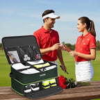 YOREPEK 2 Layer Golf Trunk Organizer, Golf Gifts for Men with Separate Ventilated Compartment for 2 Pair Shoes, Waterproof Car Trunk Locker for Balls, Tees, Clothes, Gloves, Gifts for Golfers